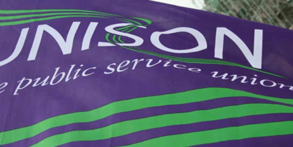 A flag of trade union Unison